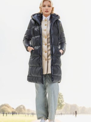 Lacivert Kapüşonlu Kemerli Şişme Yelek Lacivert Kapüşonlu Kemerli Şişme Yelek