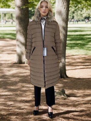 Koyu Vizon Kapuşonlu Şişme Mont Koyu Vizon Kapuşonlu Şişme Mont