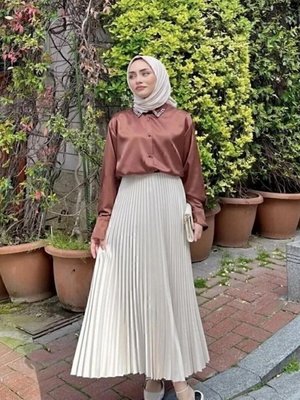 Beli Lastikli Pliseli Etek, Standart Beden