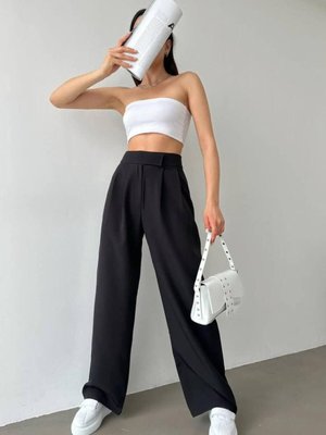 Siyah Cırtlı Palazzo Pantolon