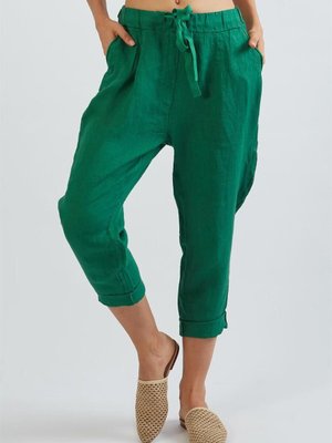 Yeşil Keten Havuç Pantolon