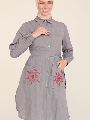 Antrasit Cepli Kuşaklı Tunik Antrasit Cepli Kuşaklı Tunik