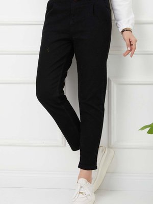 Siyah Flota Cep Kemerli Kot Pantolon