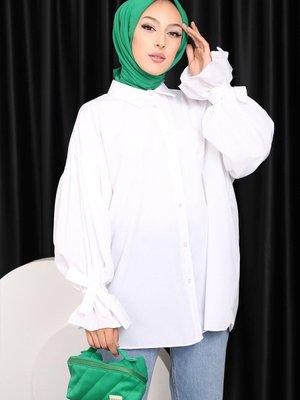 Beyaz Kolları Bağlamalı İpli Tunik Beyaz Kolları Bağlamalı İpli Tunik