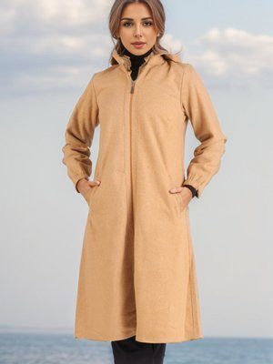 Hardal Kapüşonlu Kaşe Kap Hardal Kapüşonlu Kaşe Kap