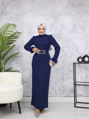 Rabia Abiye Elbise Lacivert