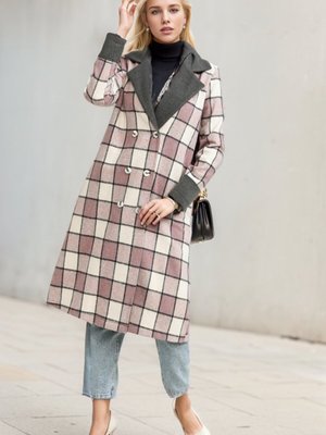 Pudra Kruvaze Yaka Kaşe Kaban Pudra Kruvaze Yaka Kaşe Kaban