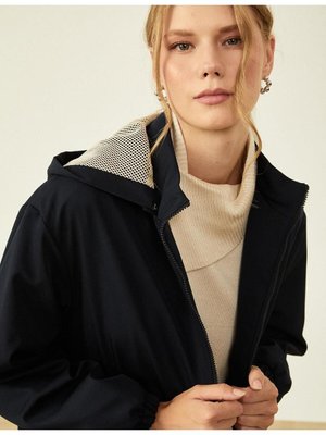 File Mixli Kapüşonlu Kap Koyu Lacivert