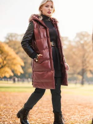 Koyu Bordo Kapüşonlu Kemerli Şişme Yelek Koyu Bordo Kapüşonlu Kemerli Şişme Yelek