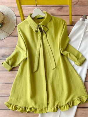 Fırfırlı Tunik Yağ Yeşili