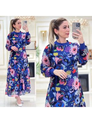 Yeni Sezon Ribanalı Şifon Astarlı Elbise