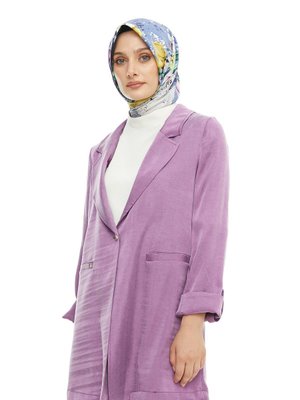 Lila Tek Düğmeli Rahat Kesim Ceket