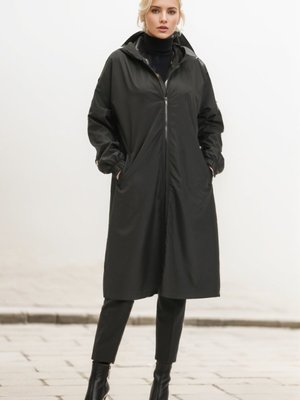 Siyah Kapüşonlu Cepli Kap Siyah Kapüşonlu Cepli Kap