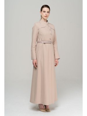 Bej Hakim Yaka Kemer Ve Saten Detaylı Astarlı Pardesü Bej Hakim Yaka Kemer Ve Saten Detaylı Astarlı Pardesü