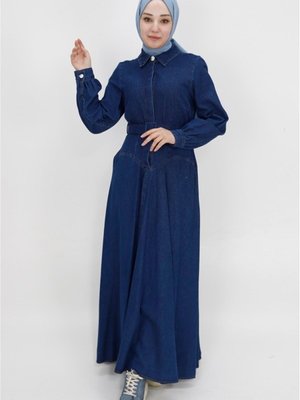 Jeans Yaka Kemerli Uzun Kot Kumaş Spor Gömlek Elbise Jeans Yaka Kemerli Uzun Kot Kumaş Spor Gömlek Elbise