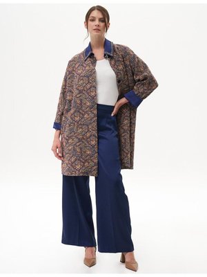 Mat Saten Geniş Paça Pantolon Lacivert