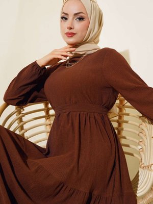 Bürümcük Kat Kat Elbise Kahve