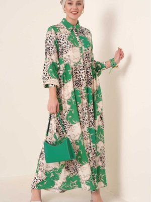 Yeşil Oversize Viskon Elbise Yeşil Oversize Viskon Elbise