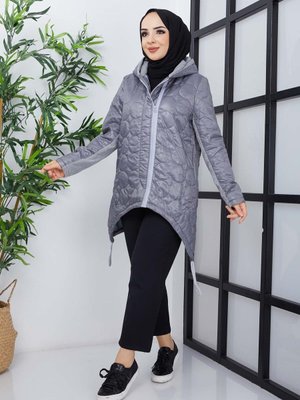 Gri Garnili Çift Fermuarlı Jessica Mont Gri Garnili Çift Fermuarlı Jessica Mont