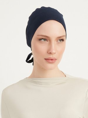 Lacivert Kaymaz Bağlamalı Pamuk Büyük Bone Lacivert Kaymaz Bağlamalı Pamuk Büyük Bone