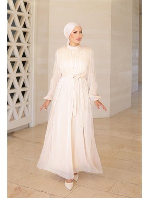Bej Mercan Işıltı Abiye Elbise Bej Mercan Işıltı Abiye Elbise
