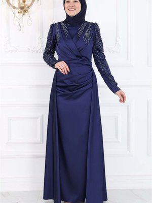 Nehir Abiye Elbise Lacivert