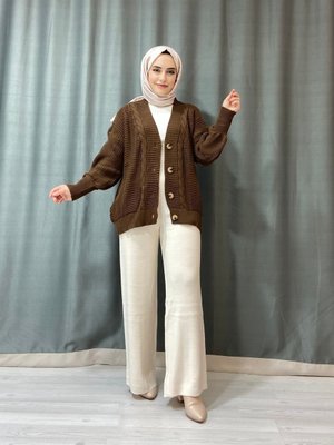 Kahverengi Kışlık Triko Hırka