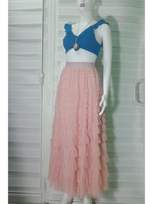 Pudra Özel Tasarım Kabarık Tüllü Model Astarlı Uzun Etek Pudra Özel Tasarım Kabarık Tüllü Model Astarlı Uzun Etek