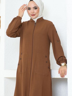 Kadın Torba Cepli Düğme Detaylı Aerobin Tesettür Kap