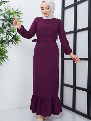 Mor Gülce Krep Elbise Mor Gülce Krep Elbise