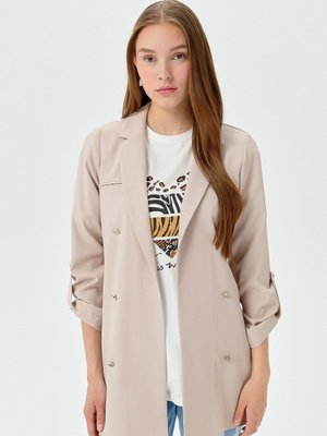 Kolu Katlanabilir Blazer Ceket Bej Kolu Katlanabilir Blazer Ceket Bej