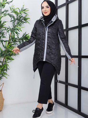 Siyah Garnili Çift Fermuarlı Jessica Mont Siyah Garnili Çift Fermuarlı Jessica Mont