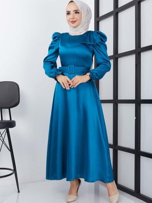 Mavi Özlem Saten Abiye Elbise Mavi Özlem Saten Abiye Elbise