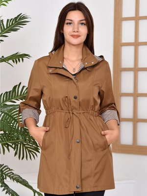 Taba Bondit Kumaş Kısa Boy Trençkot Taba Bondit Kumaş Kısa Boy Trençkot