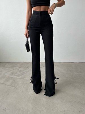 Siyah İpli Kumaş Pantolon