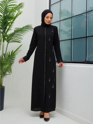 Damla Taşlı Siyah Yazlık Kap