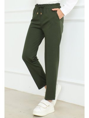 Haki Zülal Beli Lastikli Cepli Pantolon Haki Zülal Beli Lastikli Cepli Pantolon