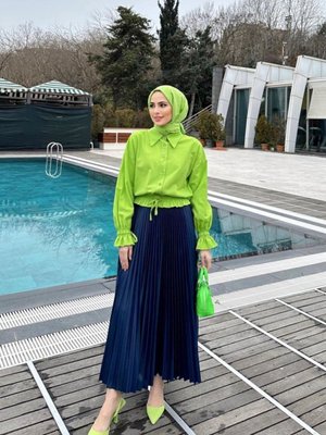 Lacivert Piliseli Uzun Etek Lacivert Piliseli Uzun Etek