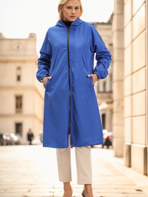 Saks Kapüşonlu Cepli Kap Saks Kapüşonlu Cepli Kap