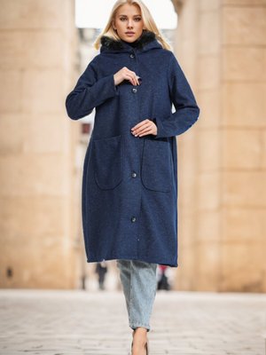 Lacivert Hermes Kaşe Kapüşonlu Kaban Lacivert Hermes Kaşe Kapüşonlu Kaban