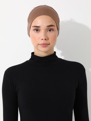 Koyu Vizon Topuzlu Saten Bone