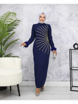 Güneş Abiye Elbise Lacivert