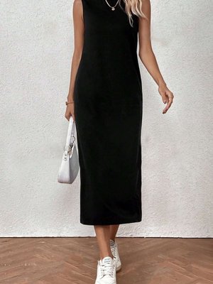 Siyah Kolsuz Elbise Astarı İçlik Pamuk