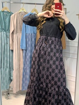 Siyah Oversize Uzun Keten Elbise Siyah Oversize Uzun Keten Elbise