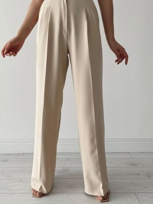 Vizon Oversize Palazzo Kumaş Pantolon Vizon Oversize Palazzo Kumaş Pantolon