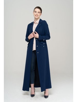 İndigo Erkek Yaka Apolet Detaylı Metal Düğmeli Astarlı Pardesü