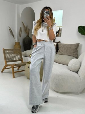 Melanj Gri Dalgıç Sweat Kumaş Arka Bel Lastik Pantolon Melanj Gri Dalgıç Sweat Kumaş Arka Bel Lastik Pantolon