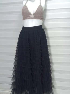 Siyah Özel Tasarım Kabarık Tüllü Model Astarlı Uzun Etek Siyah Özel Tasarım Kabarık Tüllü Model Astarlı Uzun Etek