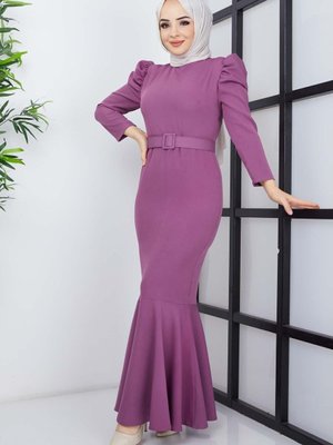 Koyu Lila Balık Elbise