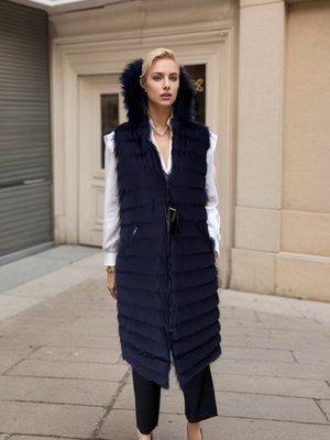 Lacivert Kapuşonlu Şişme Yelek Lacivert Kapuşonlu Şişme Yelek